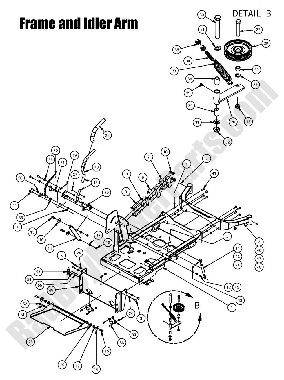 1404 - Bad Boy Mower Parts Lookup > 2016 > Stand-On > Frame & Idler Arm Assembly